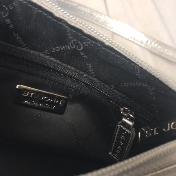 St John Metallic Silver Women's Textured Leather Mini  Handbag Evening Purse - Picture 6 of 7